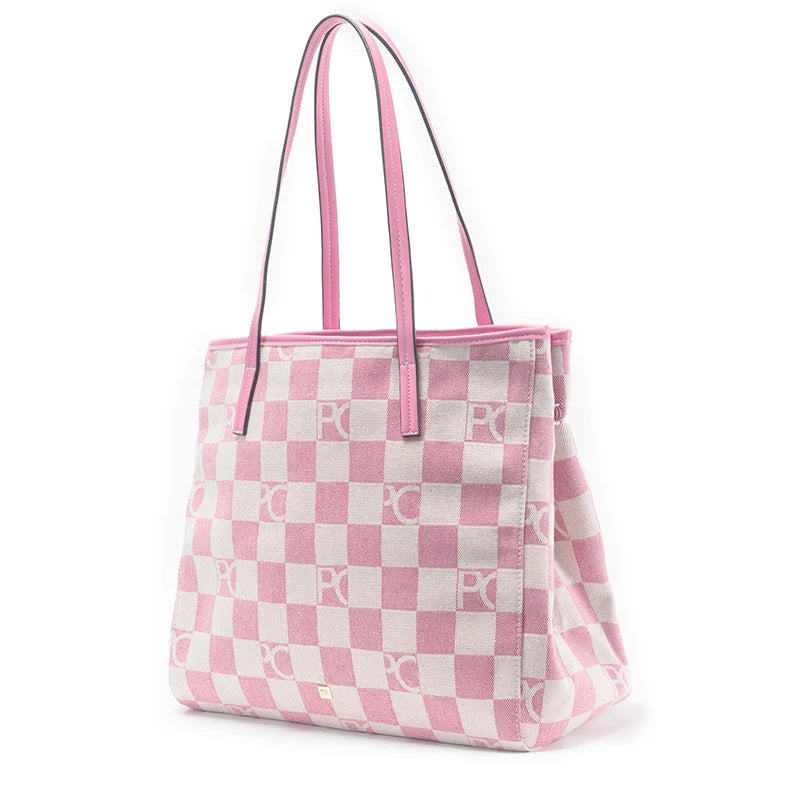 Lady Shoulder Bag Denim Checkerboard Design Light Luxury Large Capacity Simple Trendy Cool Texture Daily Commute Handbag