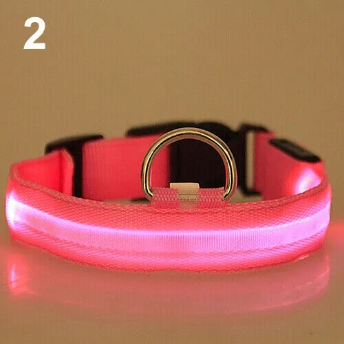 LED Pet Dog Cats Collar Night Flashing Glow In The Dark Puppy Pet Dog Leash