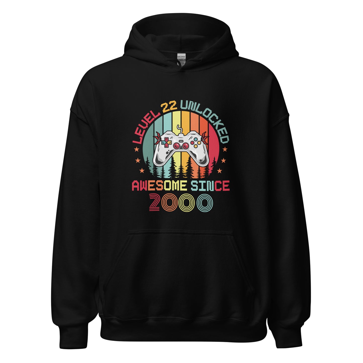 3MLLC | Video Gamer Game Console Controller Video Game Lover Addict Level 22 Unlocked Awesome Since 2000 Unisex Hoodie