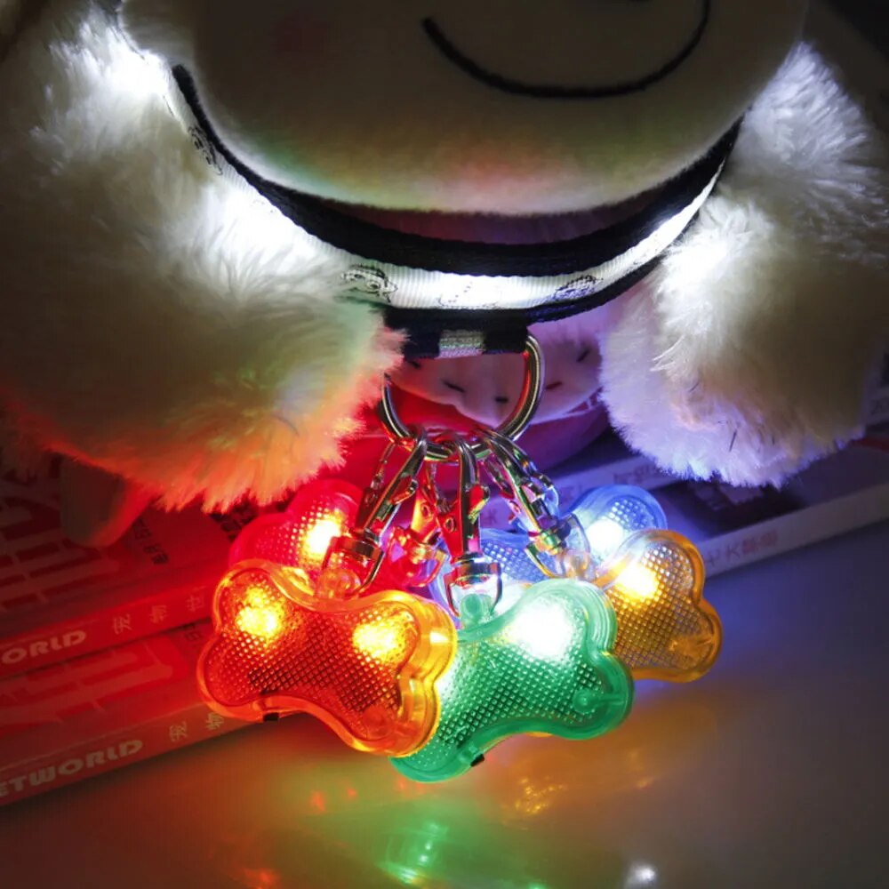 Led Dog Collar Pendant Rechargeable Pet Usb Luminous Collar Pendant Pet Flash Light Leash Dog Bone Design Decoration Dog Necklace