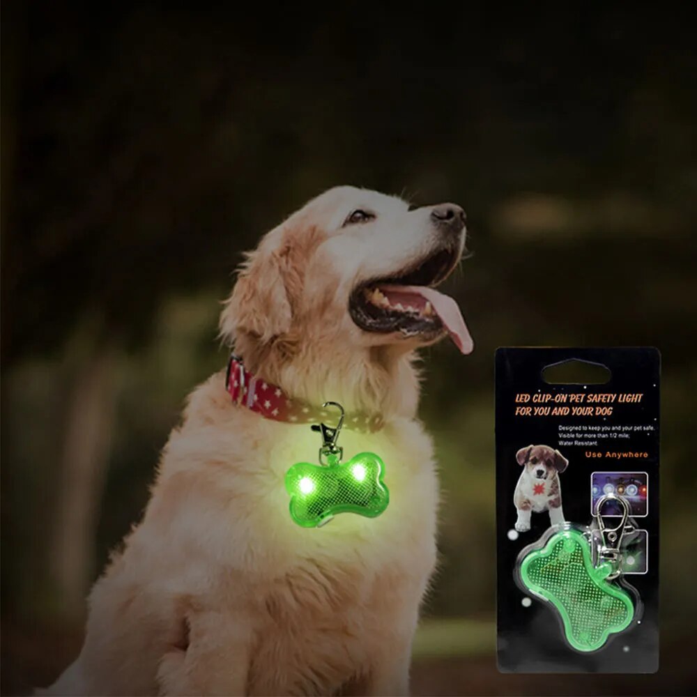 Led Dog Collar Pendant Rechargeable Pet Usb Luminous Collar Pendant Pet Flash Light Leash Dog Bone Design Decoration Dog Necklace