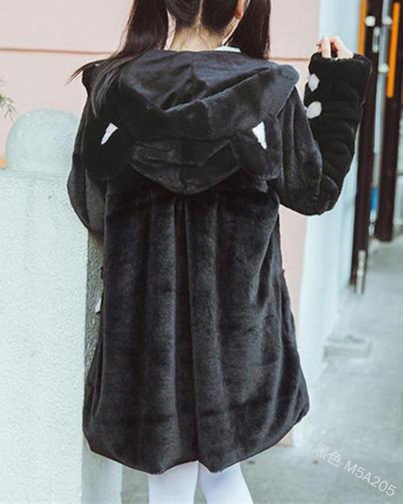 Cat Ears Cat Claws Cute Plush Coat, Kawaii Cat Hoodie