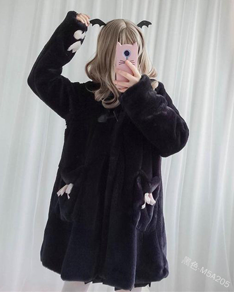 Cat Ears Cat Claws Cute Plush Coat, Kawaii Cat Hoodie