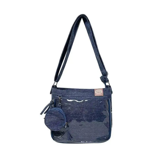 Y2K Cute Denim Ita Bag Women'S Fashion Crossbody Bag Harajuku Girl Transparent Shoulder Bag Lady DIY Badge Messenger Bag Handbag