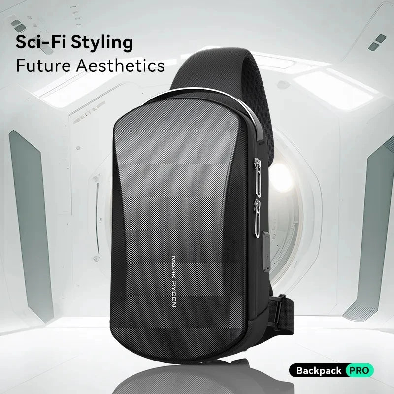 Multifunction USB Crossbody Bag Shoulder Bag Man TPU Waterproof Travel Sling Messenger Pack Chest Bag for Male
