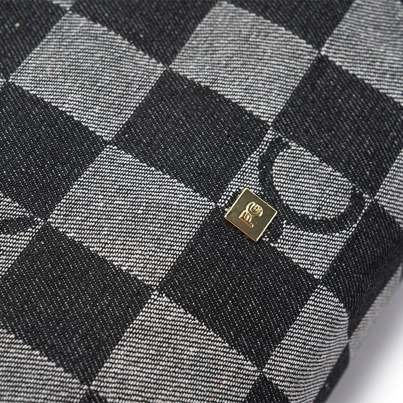 Lady Shoulder Bag Denim Checkerboard Design Light Luxury Large Capacity Simple Trendy Cool Texture Daily Commute Handbag
