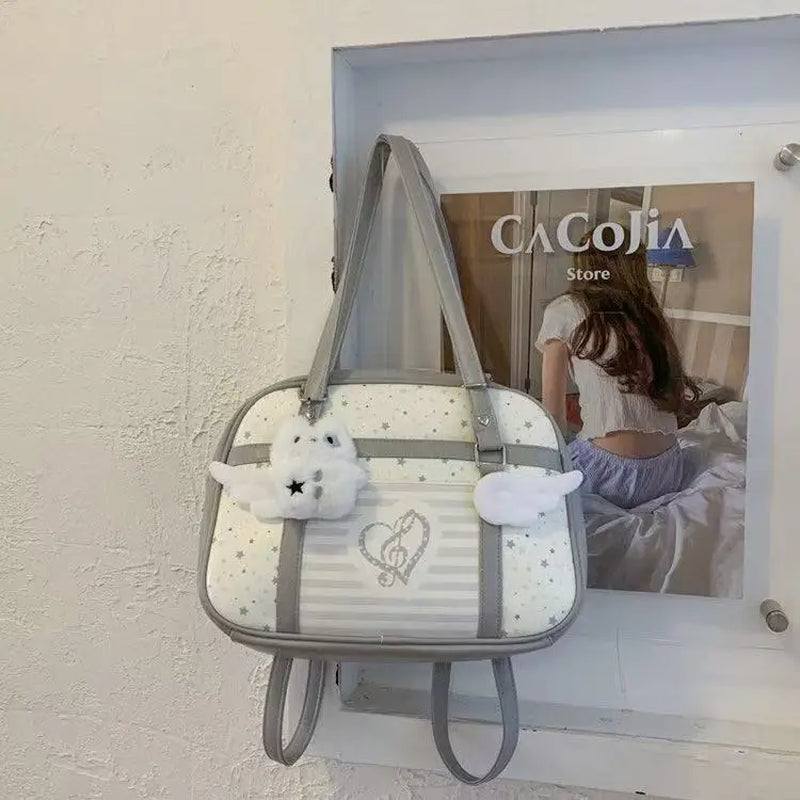 Autumn Japanese Messenger Shoulder Bag Large Capacity Office Commuter Bag for Women Textured Casual and Simple Style School Bag