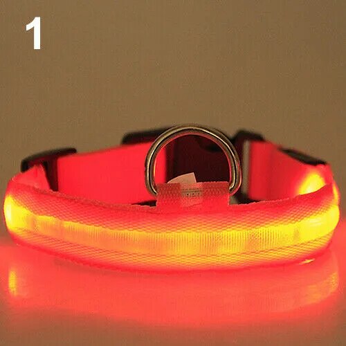 LED Pet Dog Cats Collar Night Flashing Glow In The Dark Puppy Pet Dog Leash