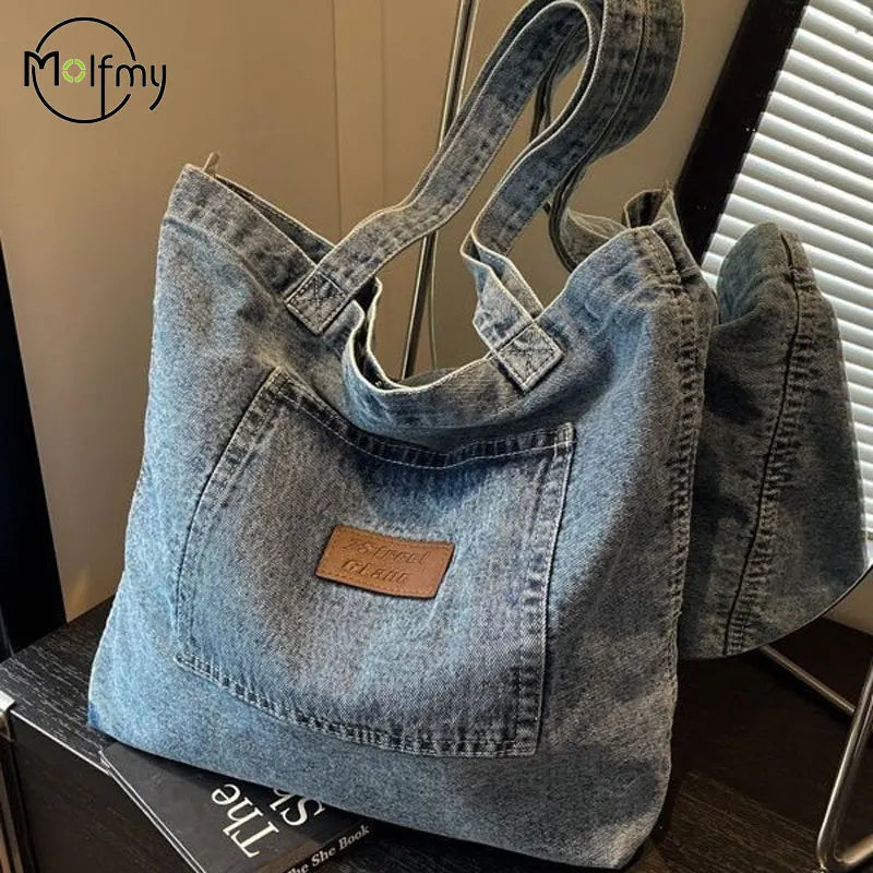 Denim Designer Handbag Luxury Designer Tote Bag Fashionalbe Clutch Bags Solidcolor Underarm Simple Female Commuter Handbags 2025