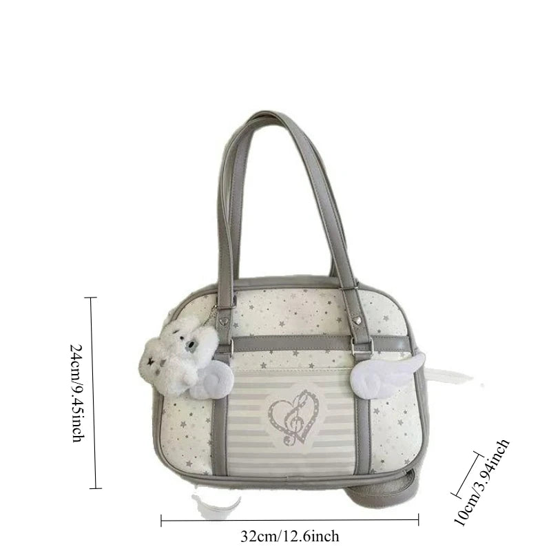 Autumn Japanese Messenger Shoulder Bag Large Capacity Office Commuter Bag for Women Textured Casual and Simple Style School Bag