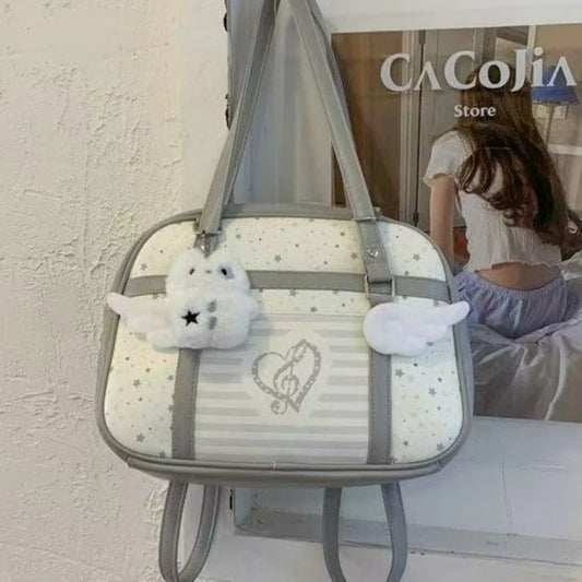 Autumn Japanese Messenger Shoulder Bag Large Capacity Office Commuter Bag for Women Textured Casual and Simple Style School Bag
