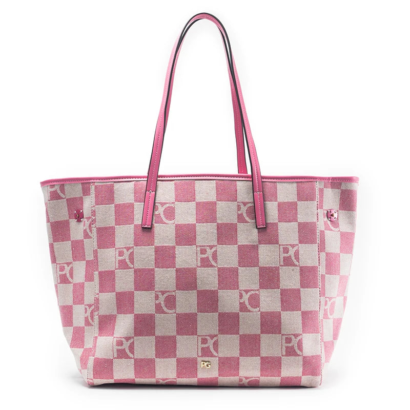 Lady Shoulder Bag Denim Checkerboard Design Light Luxury Large Capacity Simple Trendy Cool Texture Daily Commute Handbag