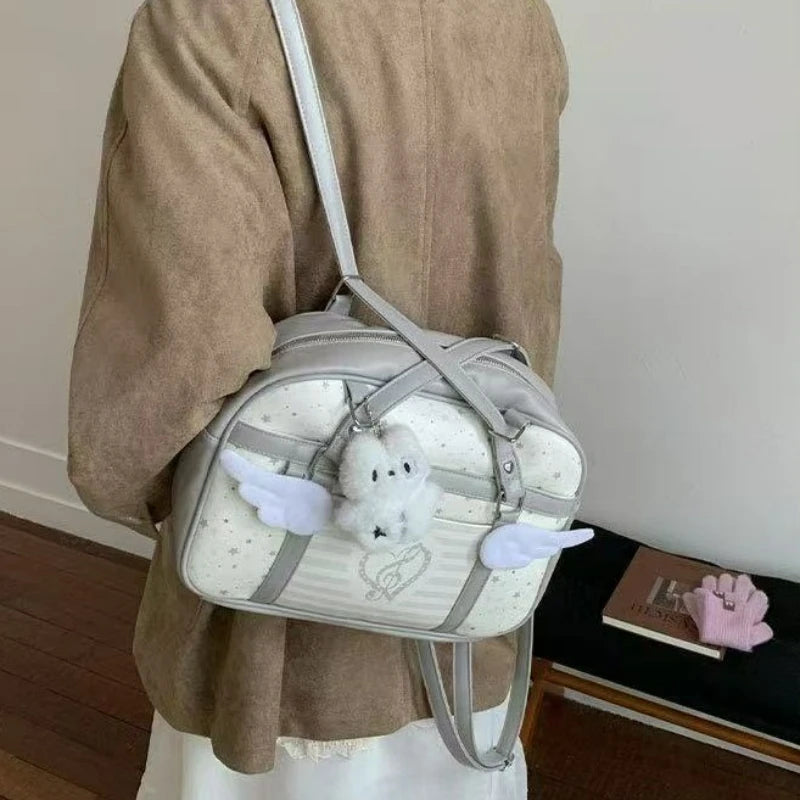 Autumn Japanese Messenger Shoulder Bag Large Capacity Office Commuter Bag for Women Textured Casual and Simple Style School Bag