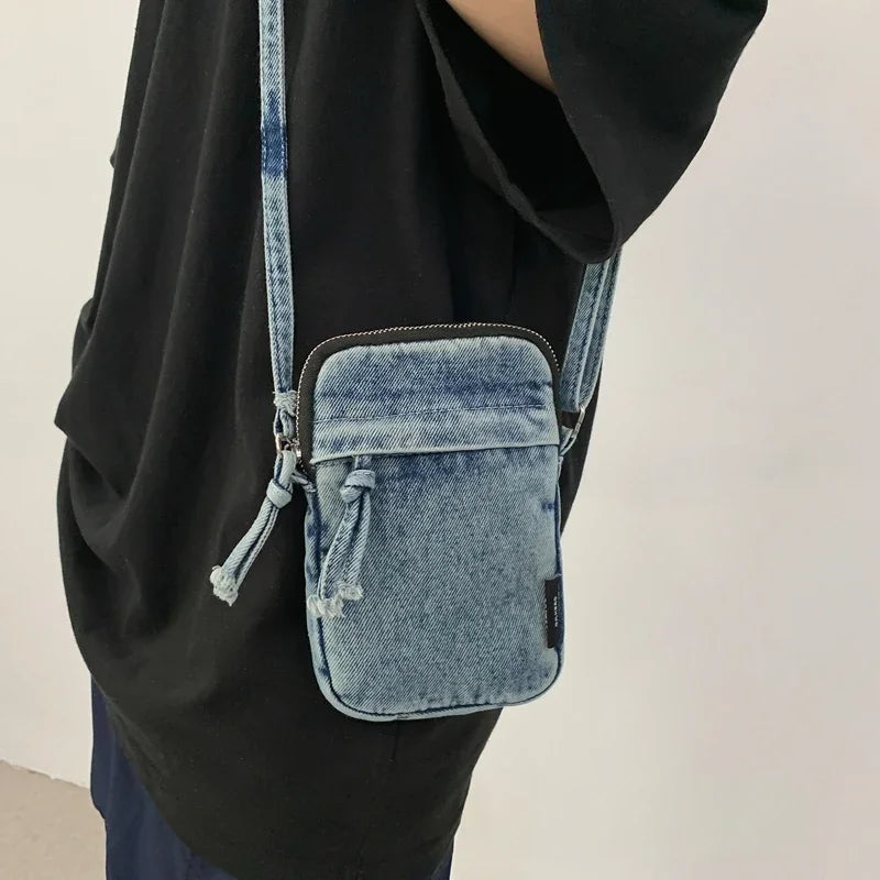Zipper Sewing Thread Women'S Shoulder Bag 2024 New Women'S Crossbody Bag Mobile Phone Bag Hot Selling Design Mini Denim
