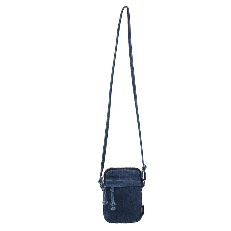 Zipper Sewing Thread Women'S Shoulder Bag 2024 New Women'S Crossbody Bag Mobile Phone Bag Hot Selling Design Mini Denim