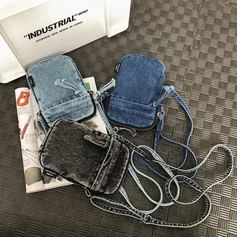 Zipper Sewing Thread Women'S Shoulder Bag 2024 New Women'S Crossbody Bag Mobile Phone Bag Hot Selling Design Mini Denim