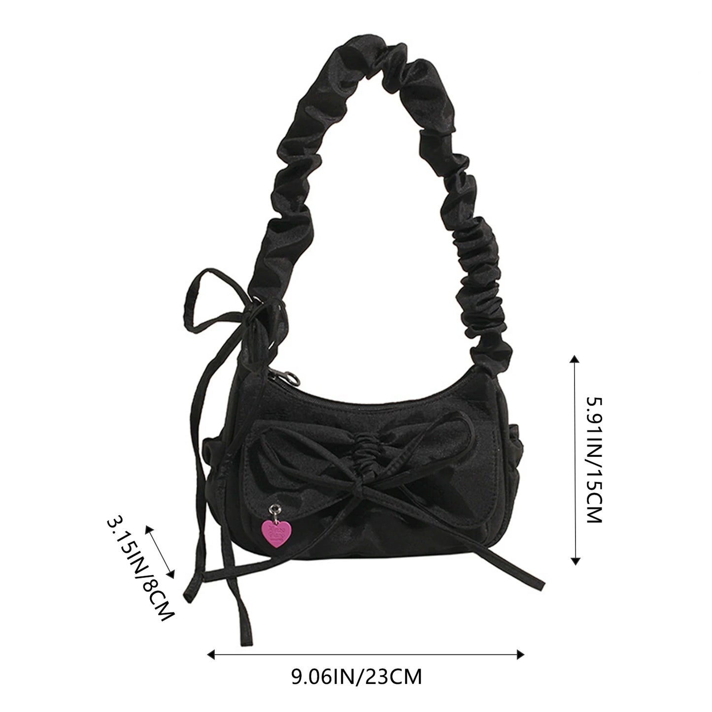 1Pcs/Lot Black Bow Casual Shoulder Bags for Women Korean Style Washed Denim Summer Handbag Exquisite Gift for Ladies Birthday