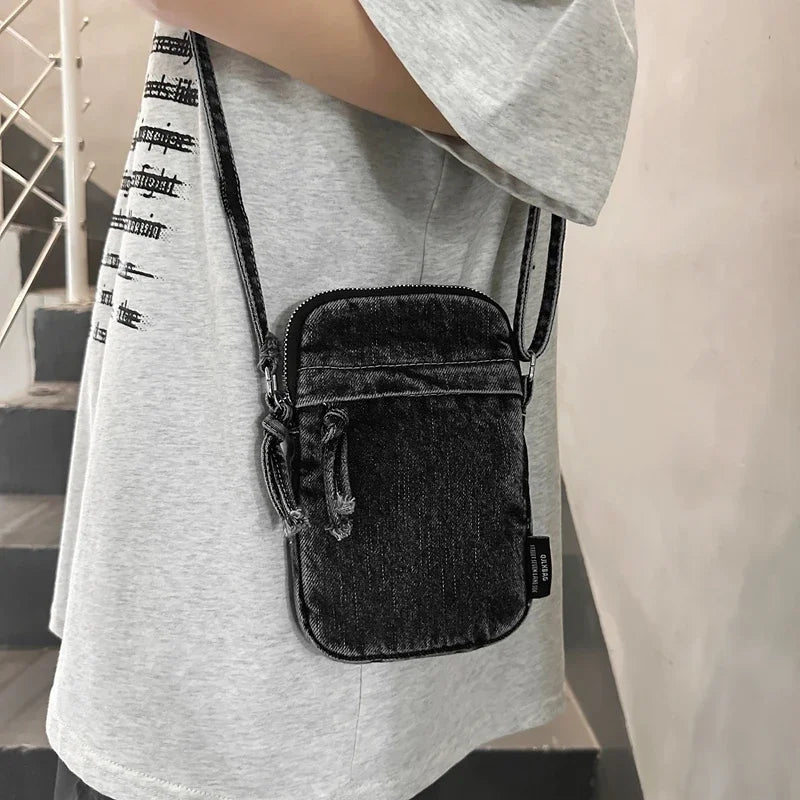 Zipper Sewing Thread Women'S Shoulder Bag 2024 New Women'S Crossbody Bag Mobile Phone Bag Hot Selling Design Mini Denim