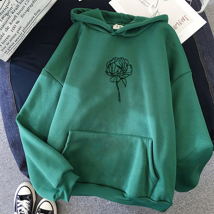 Rose Flower Floral Minimalist Hoodie