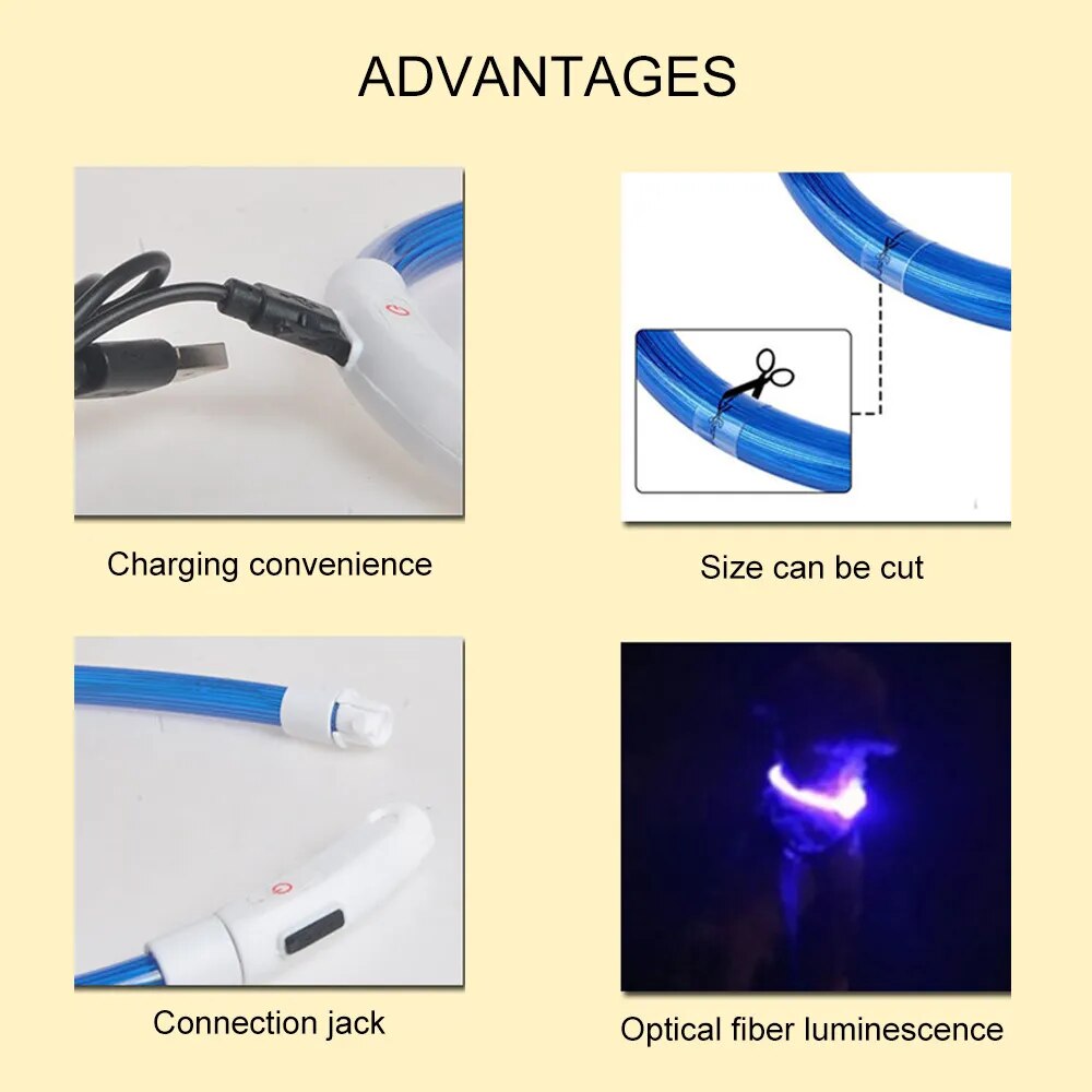 Led Usb Dog and Cat Collar Pet Dog Cat Night Luminous Charge Collar Led Night Safety Flashing Glow Dog Cat Loss Prevention Collar Pet Accessories