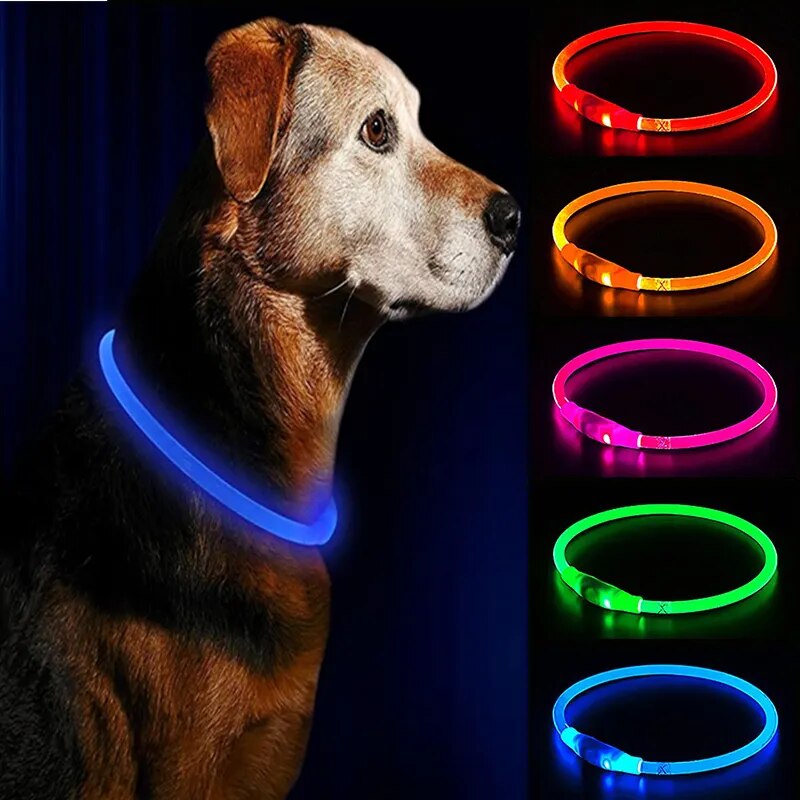 Led Usb Dog and Cat Collar Pet Dog Cat Night Luminous Charge Collar Led Night Safety Flashing Glow Dog Cat Loss Prevention Collar Pet Accessories