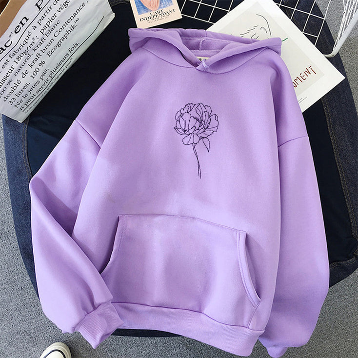 Rose Flower Floral Minimalist Hoodie