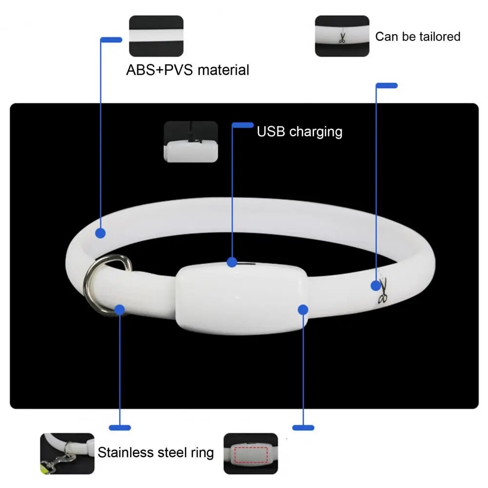 Led Dog Collar Cuttable Led Pet Collars Rechargeable Comfortable Luminous Accessories for Dogs Pet Supplies Flashing Dog Collar