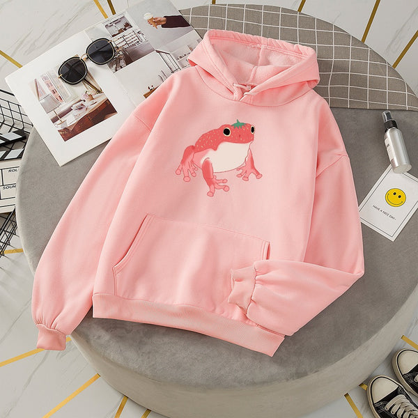 Kawaii Strawberry Frog Hoodie