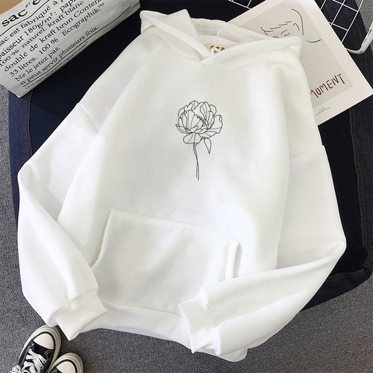 Rose Flower Floral Minimalist Hoodie