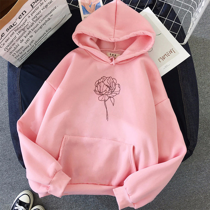 Rose Flower Floral Minimalist Hoodie